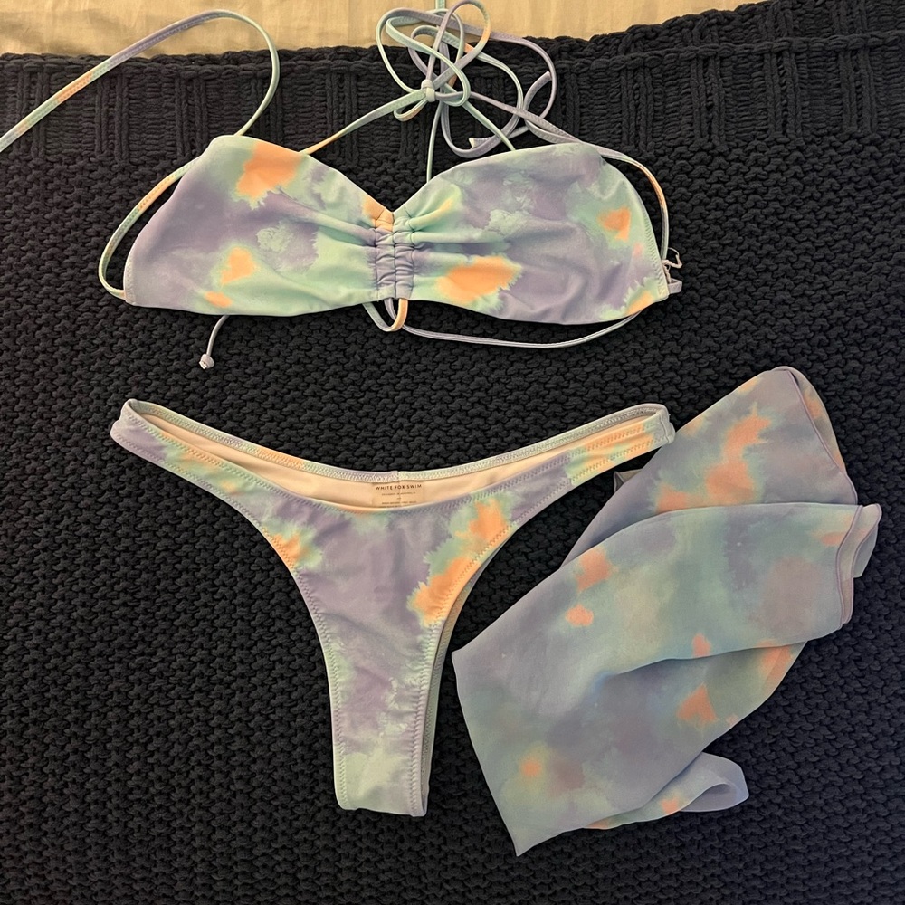 White Fox Boutique Bikini Set with Matching Sarong
